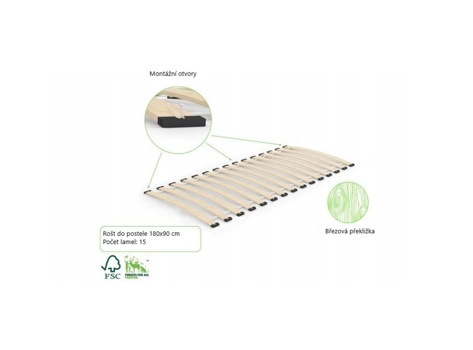 Dětská postel z masivu borovice EMILIE - 180x90 cm - přírodní borovice