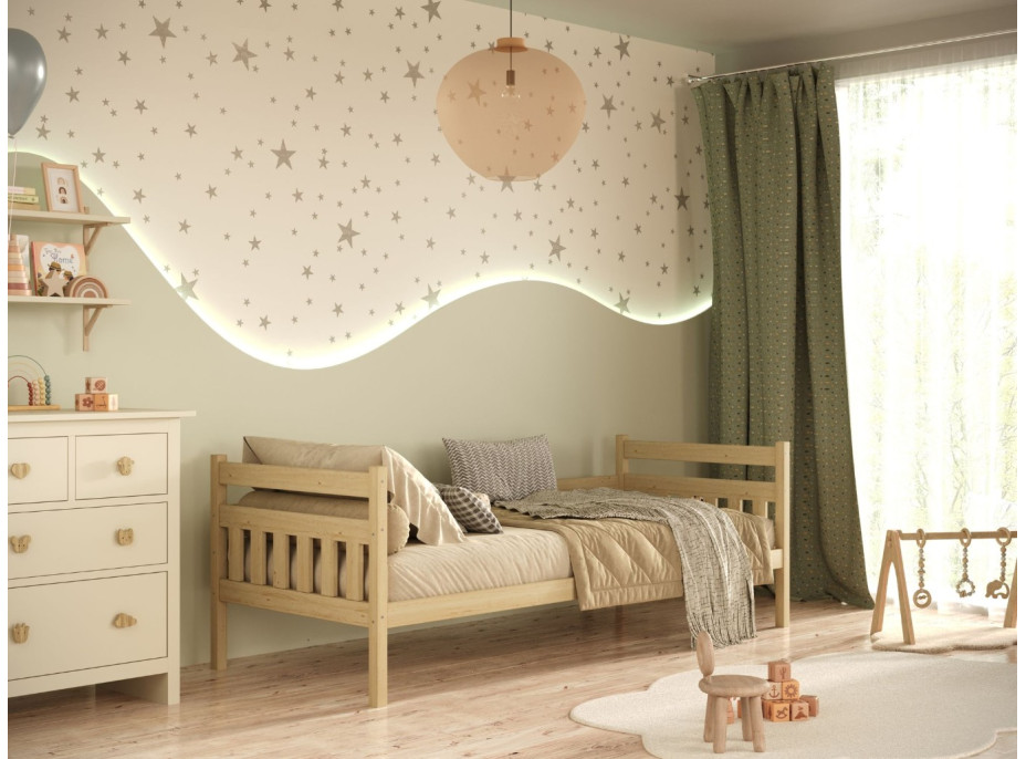 Dětská postel z masivu borovice DAMIÁN - 180x80 cm - bez povrchových úprav