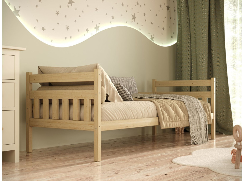Dětská postel z masivu borovice DAMIÁN - 180x80 cm - přírodní borovice