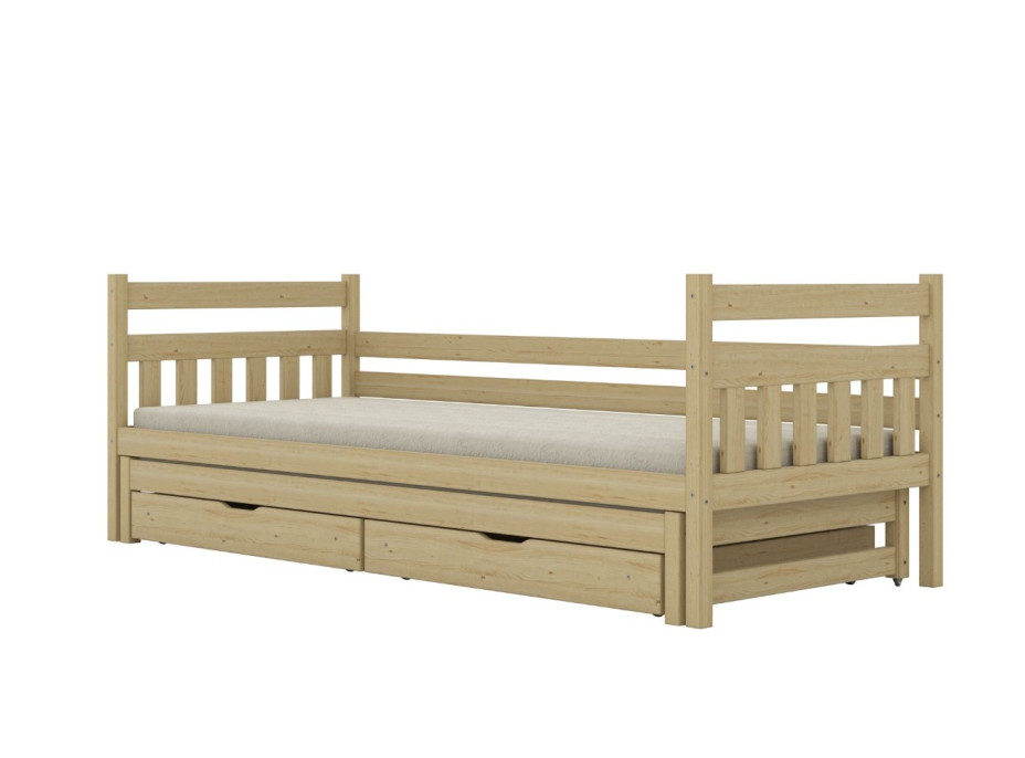 Dětská postel z masivu borovice DAMIÁN - 180x80 cm - přírodní borovice