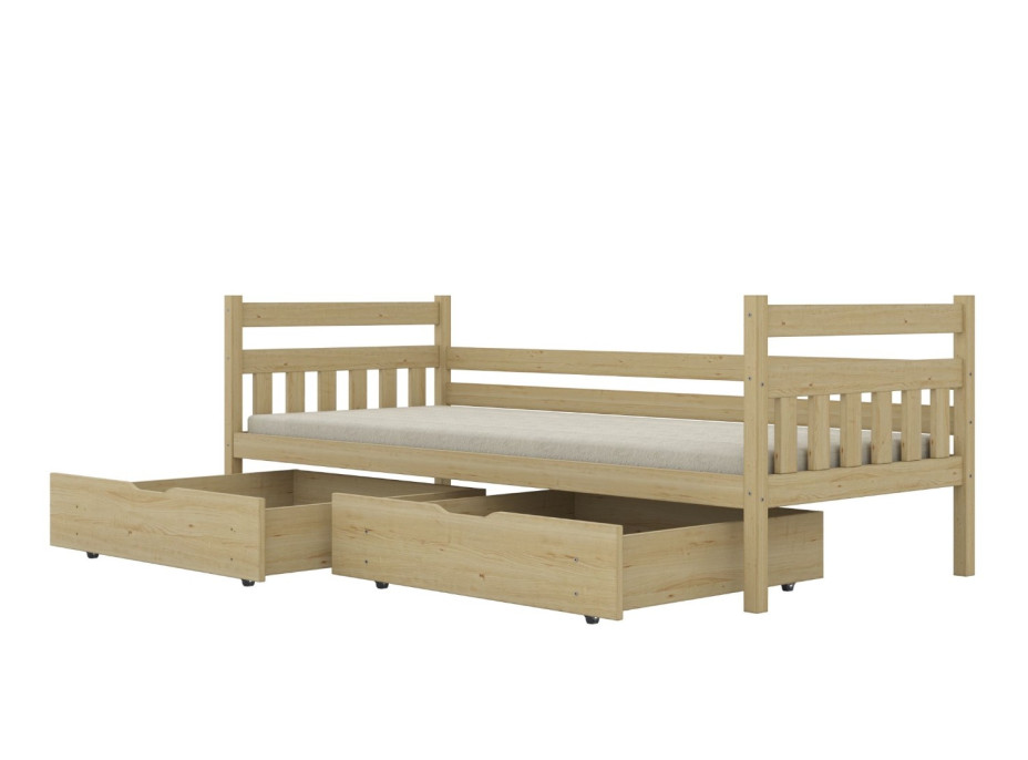 Dětská postel z masivu borovice DAMIÁN - 180x80 cm - přírodní borovice