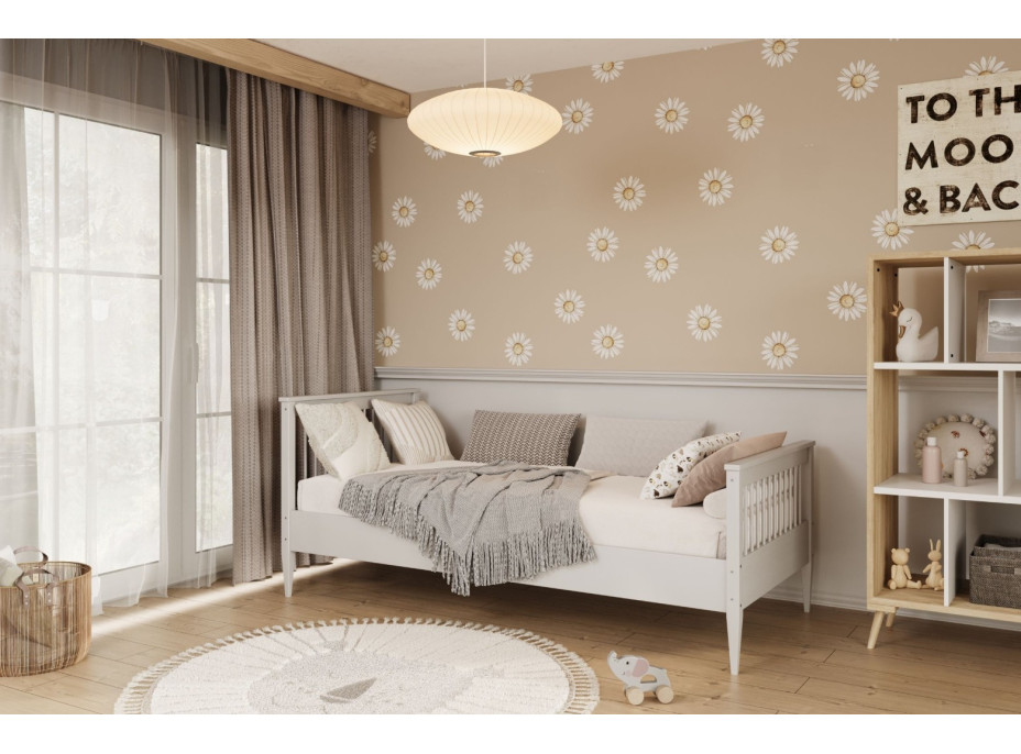 Dětská postel z masivu borovice EMILIE - 200x90 cm - bílá