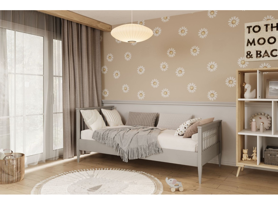 Dětská postel z masivu borovice EMILIE - 200x90 cm - šedá