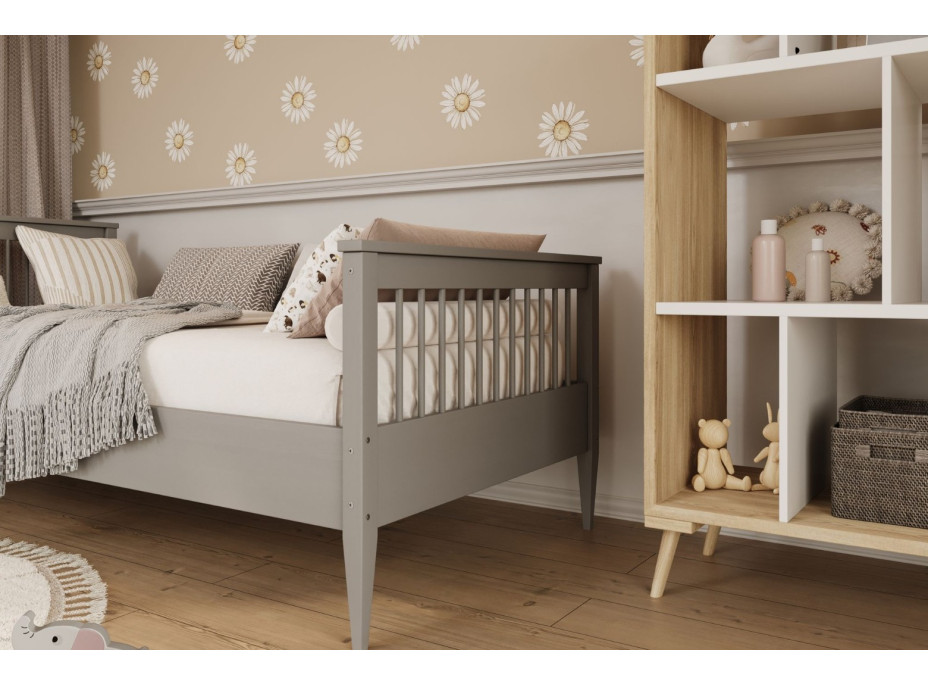 Dětská postel z masivu borovice EMILIE - 200x90 cm - šedá