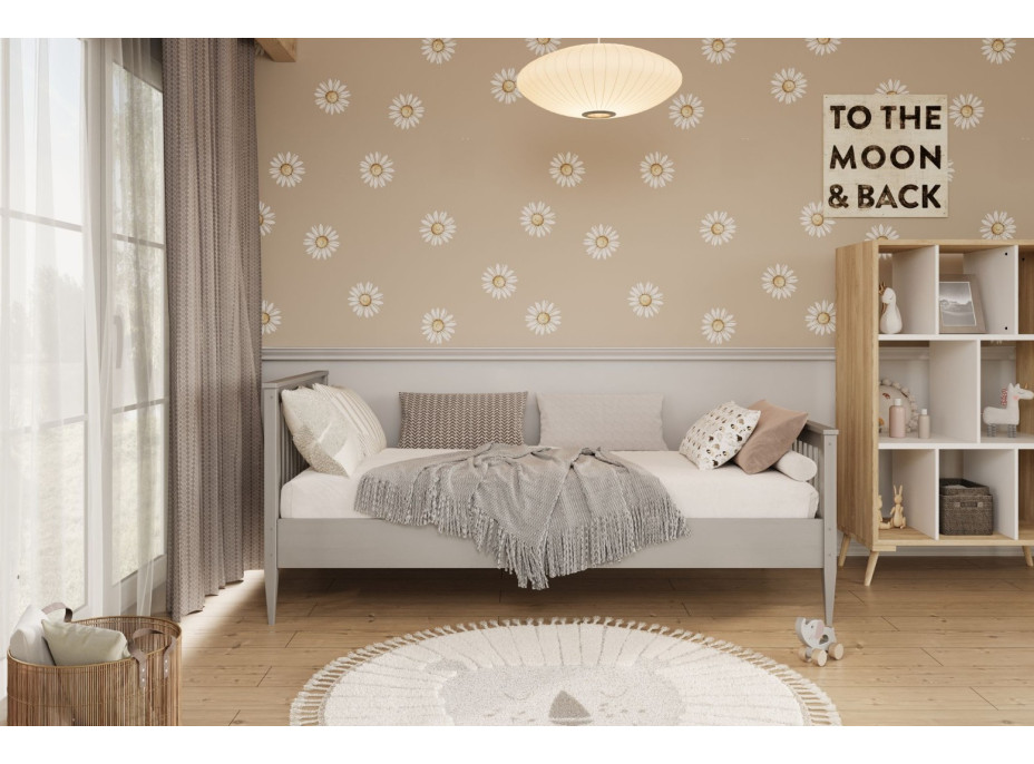 Dětská postel z masivu borovice EMILIE - 180x90 cm - šedá