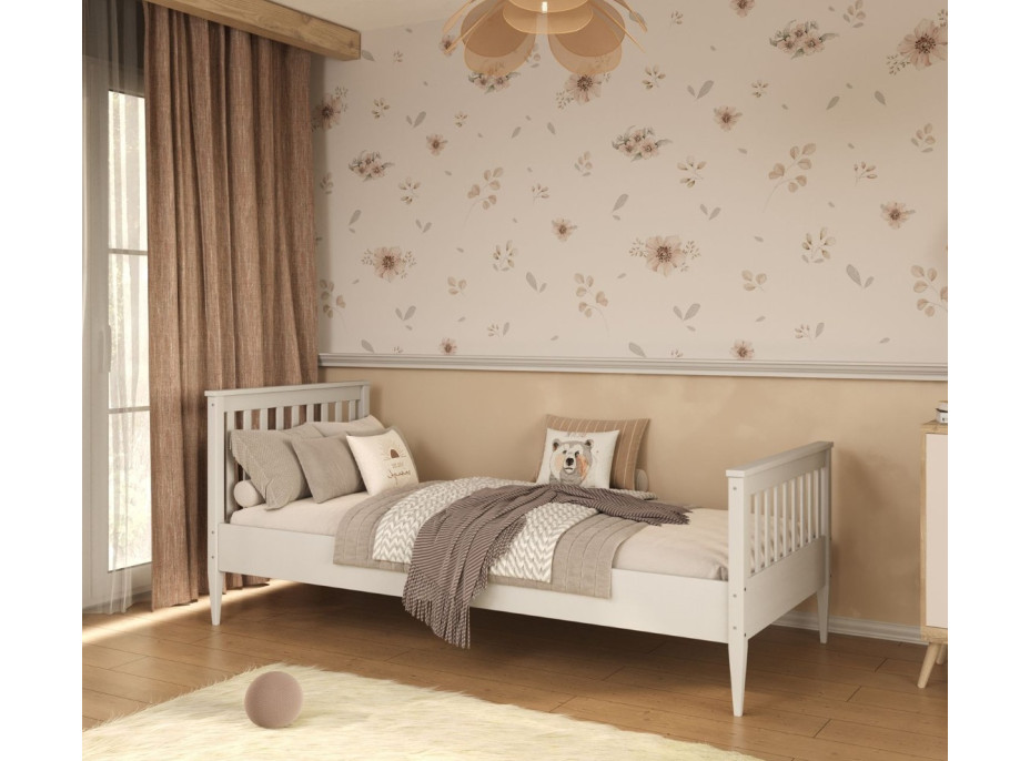 Dětská postel z masivu borovice IGNÁC - 180x80 cm - bílá