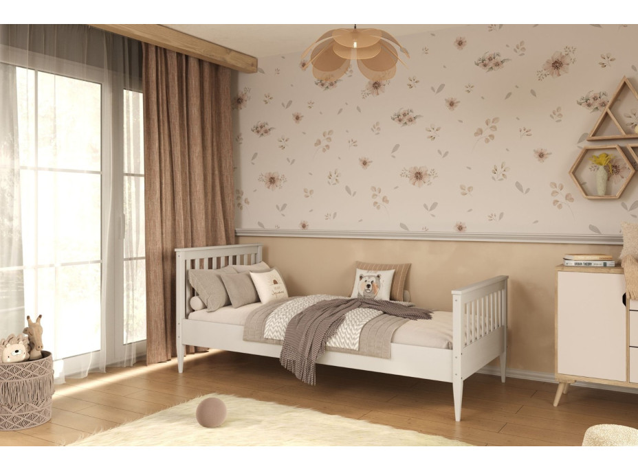 Dětská postel z masivu borovice IGNÁC - 180x80 cm - bílá