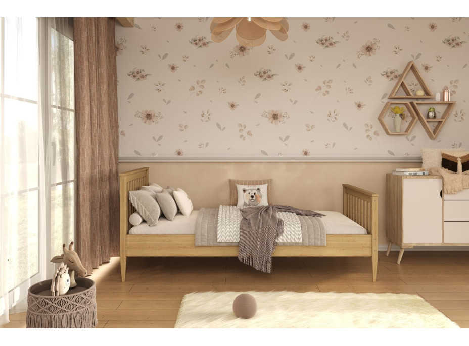 Dětská postel z masivu borovice IGNÁC - 200x90 cm - přírodní borovice