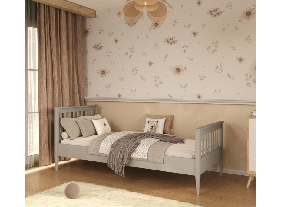 Dětská postel z masivu borovice IGNÁC - 180x80 cm - šedá