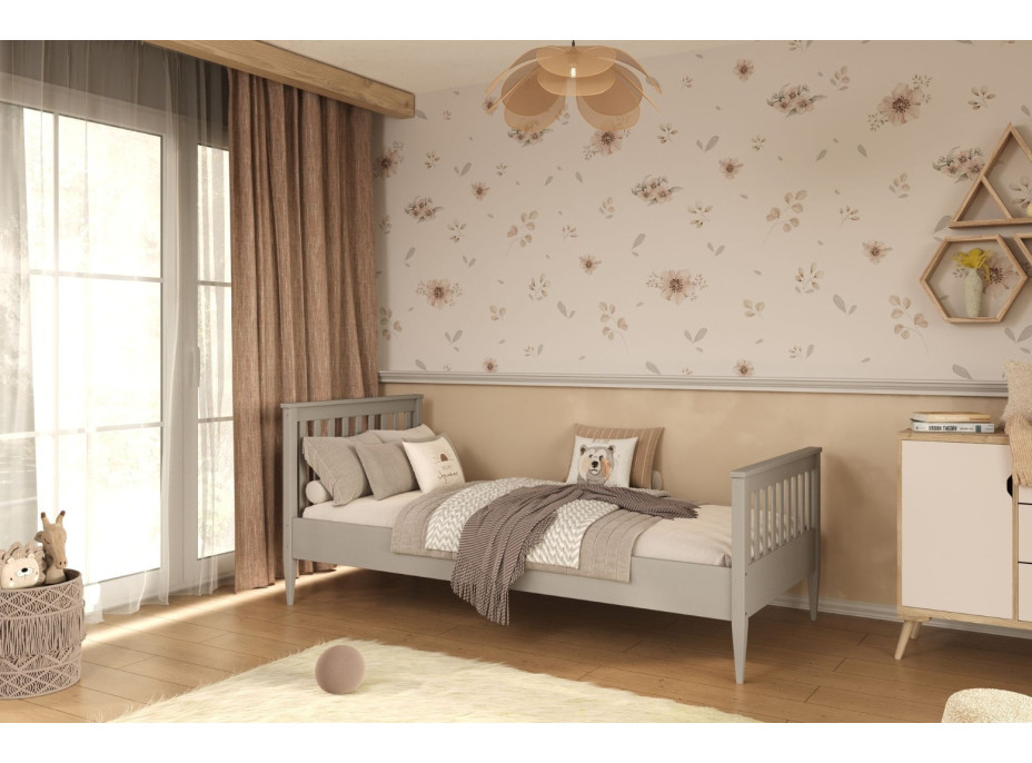 Dětská postel z masivu borovice IGNÁC - 180x80 cm - šedá