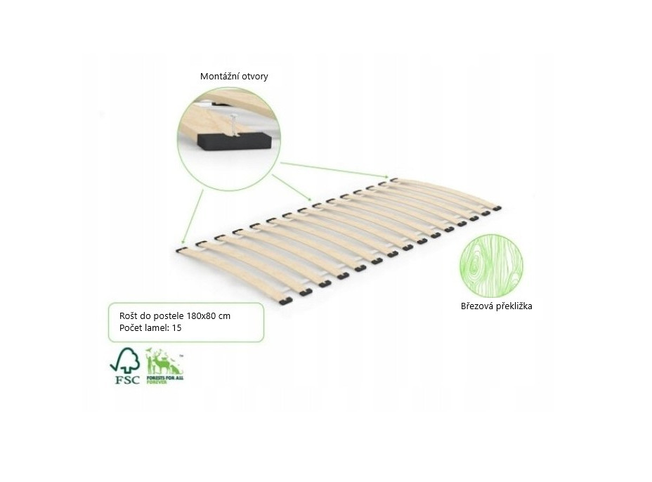 Dětská postel z masivu borovice IGNÁC - 180x80 cm - bez povrchových úprav