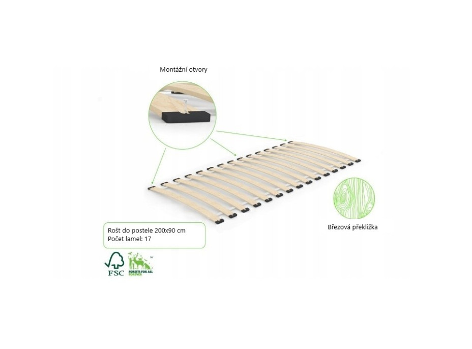 Dětská postel z masivu borovice EMILIE - 200x90 cm - přírodní borovice