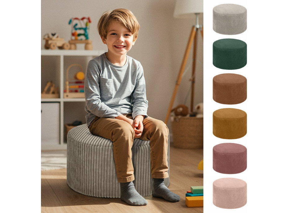 Taburet CHILL SPOT Velvet Stripes 45 cm - tmavě zelený