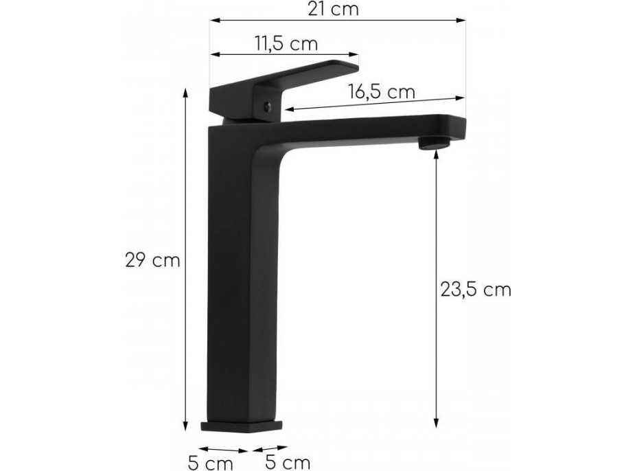 Umyvadlová baterie SARA - černá - vysoká