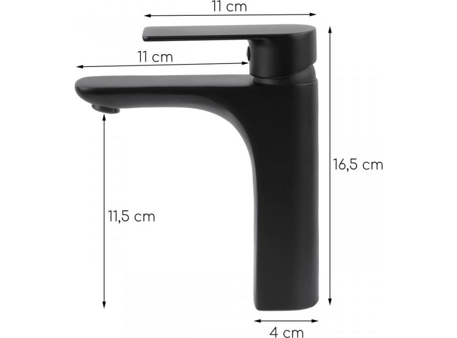 Umyvadlová baterie REMI - černá - vysoká