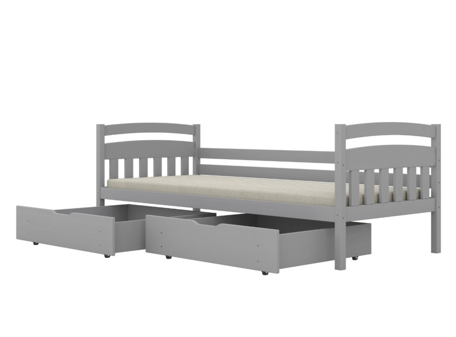 Dětská postel z masivu borovice TOSIA - 200x90 cm - šedá