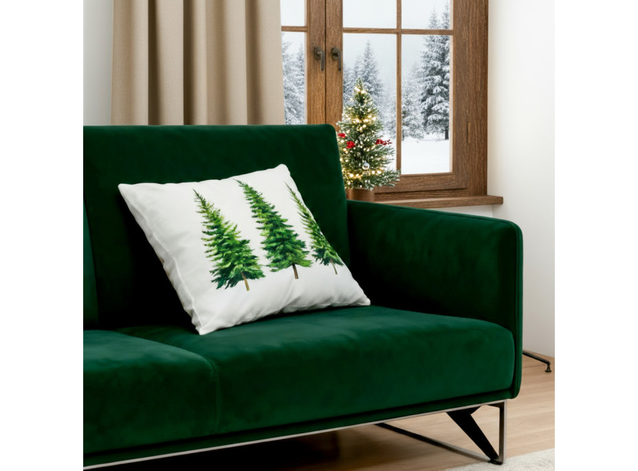 Povlak na polštář CHRISTMAS TREE DELIGHT 45x45 cm - bílý