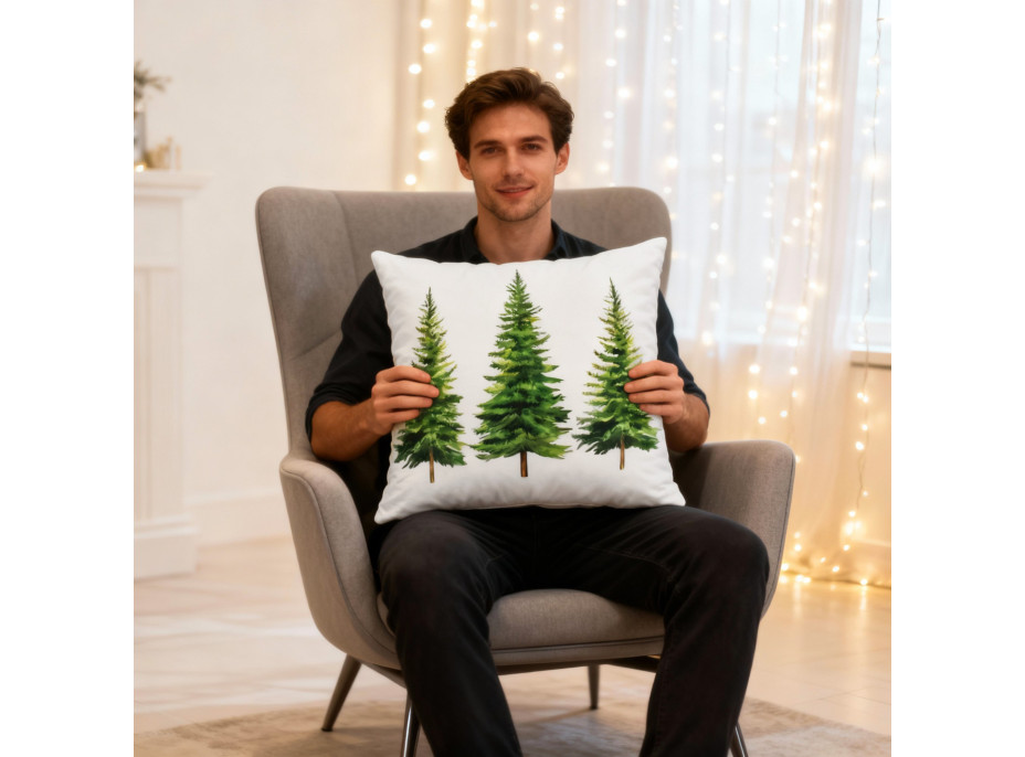 Povlak na polštář CHRISTMAS TREE DELIGHT 45x45 cm - bílý