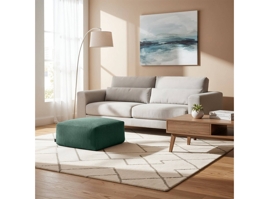 Taburet CHILL SPOT Velvet Stripes 45x45x25 cm - tmavě zelený