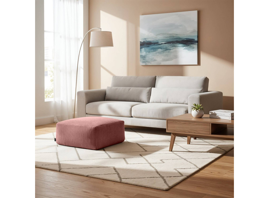 Taburet CHILL SPOT Velvet Stripes 45x45x25 cm - tmavě růžový