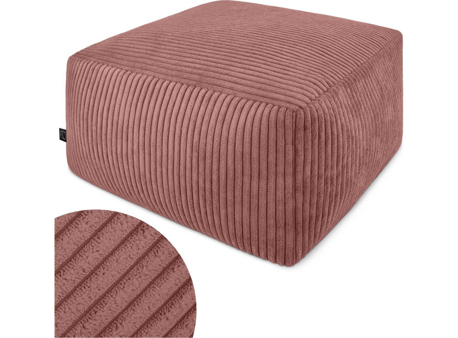 Taburet CHILL SPOT Velvet Stripes 45x45x25 cm - tmavě růžový