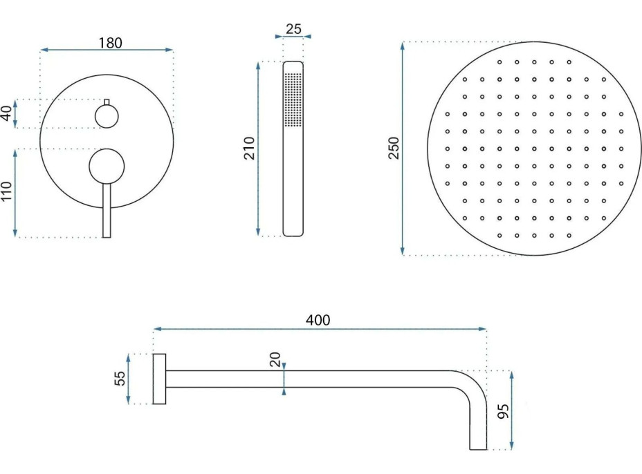 Sprchová podomítková souprava REA FOSS CLIF - inox