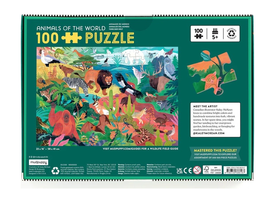 Mudpuppy Zvířata světa Puzzle 100 dílků