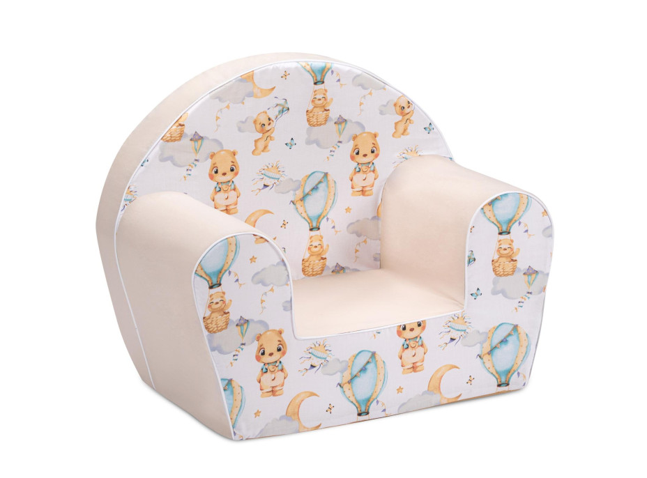 Dětské křesílko MINI - Let balonem - bílé/béžové