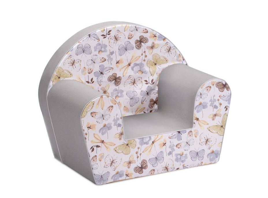Dětské křesílko MINI - Motýlci - bílé/šedé