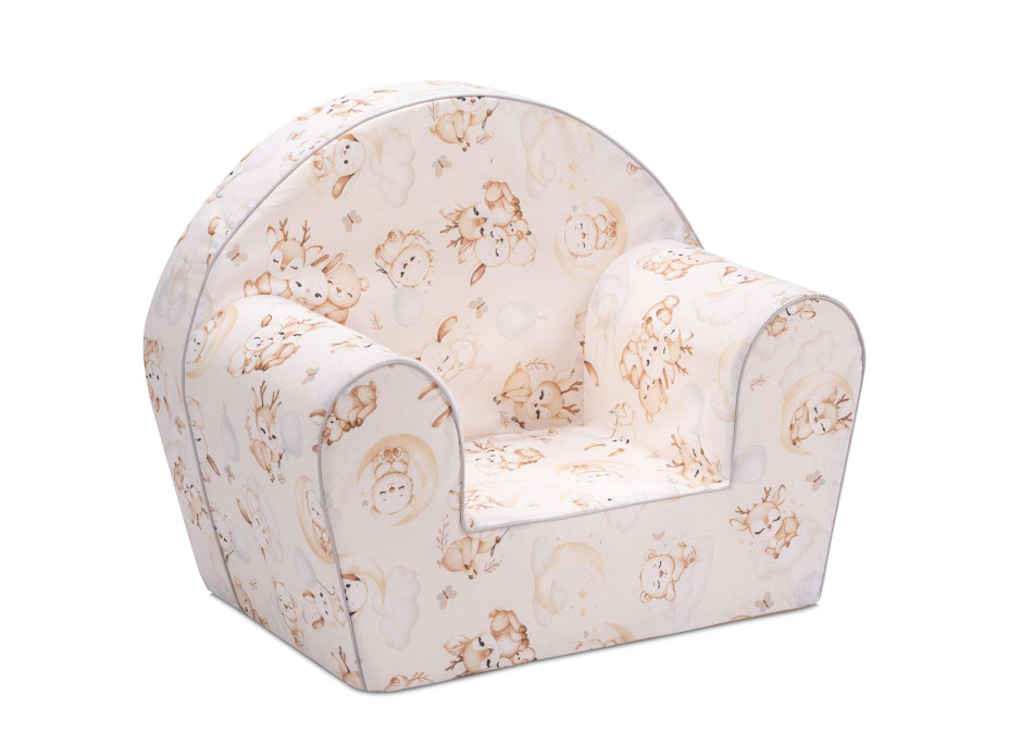 Dětské křesílko MINI - Roztomilá zvířátka - krémové