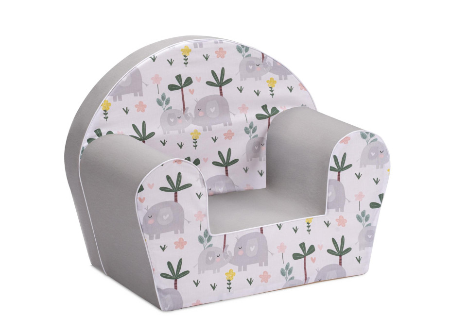 Dětské křesílko MINI - Sloni - bílé/šedé
