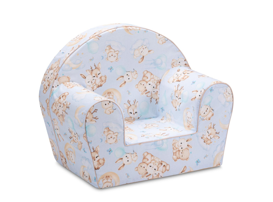 Dětské křesílko MINI - Roztomilá zvířátka - světle modré