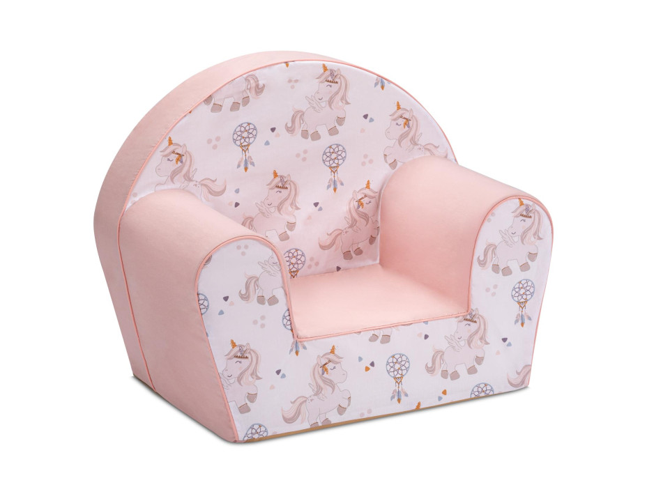 Dětské křesílko MINI - Jednorožci - bílé/růžové