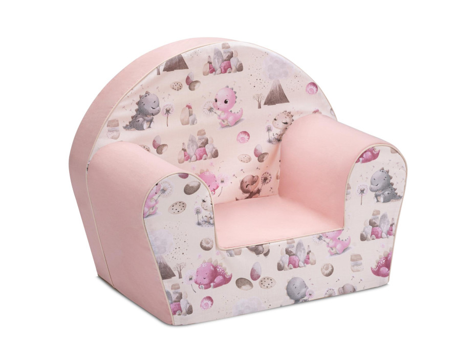 Dětské křesílko MINI - Dinosauři - krémové/růžové