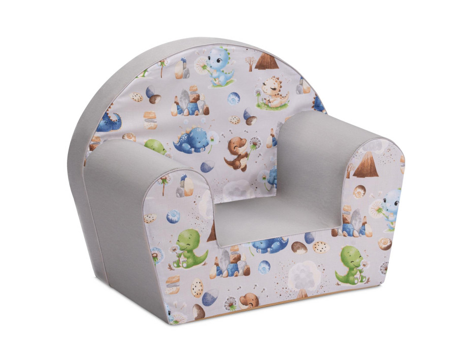 Dětské křesílko MINI - Dinosauři - šedé