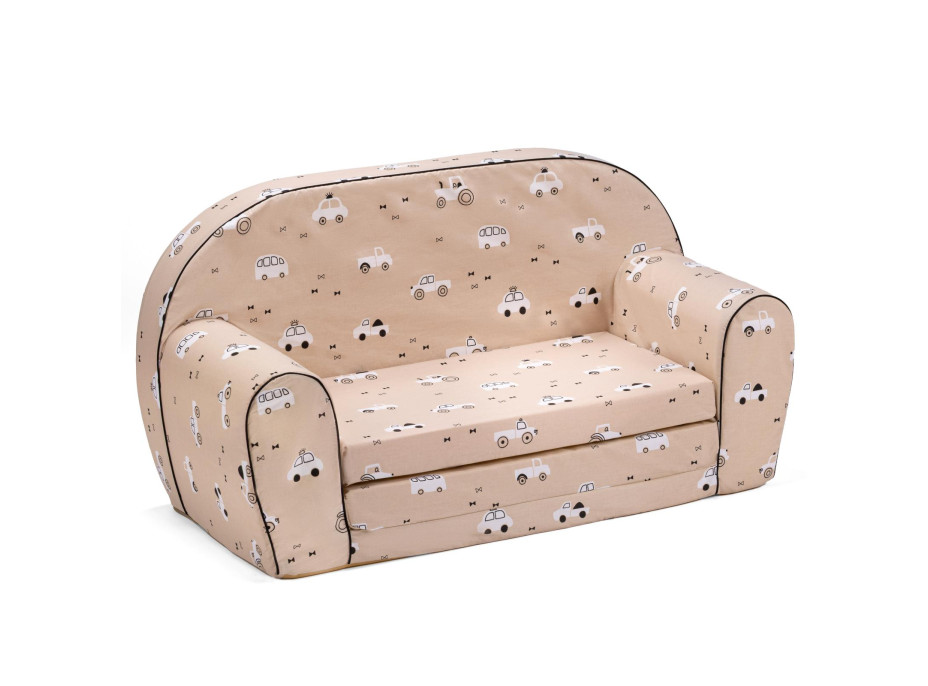 Dětská rozkládací MINI pohovka Autíčka - béžová