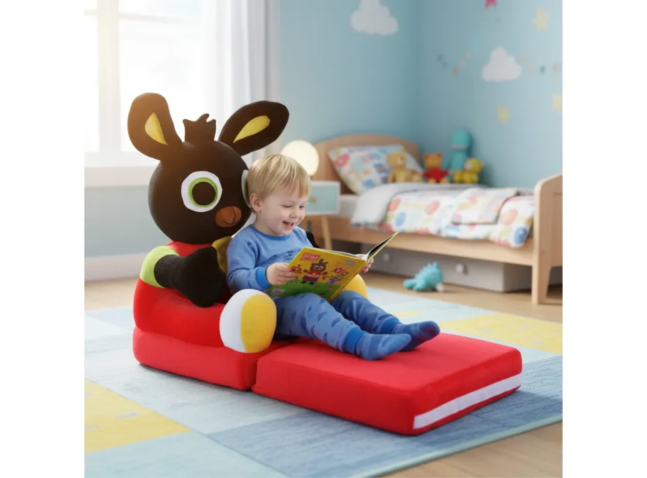 Dětské plyšové rozkládací křesílko KRÁLÍČEK