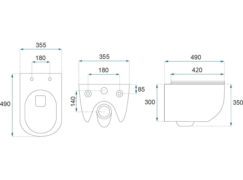 Závěsné WC REA CARLO mini Tornado NFQ + Duroplast sedátko flat - bílé