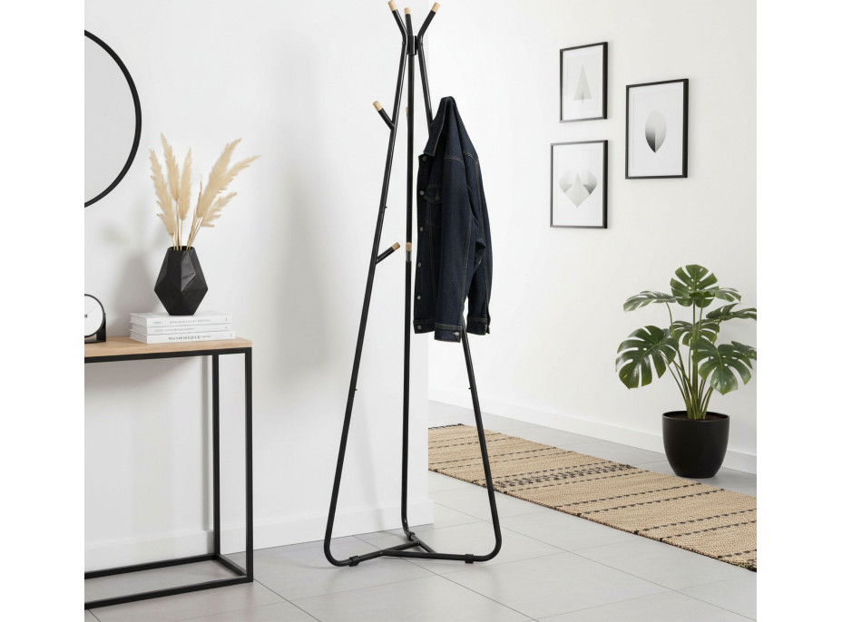 Moderní designový stojanový věšák ELIAN - černý