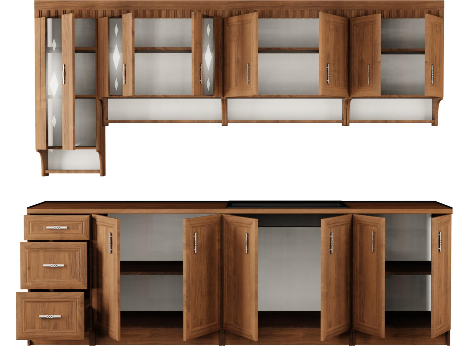 Kuchyňská linka MARKÉTA 260 cm - ořech