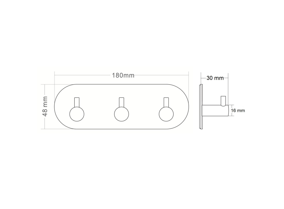 Sapho Samolepící trojháček, kulatý, černá mat 32203B