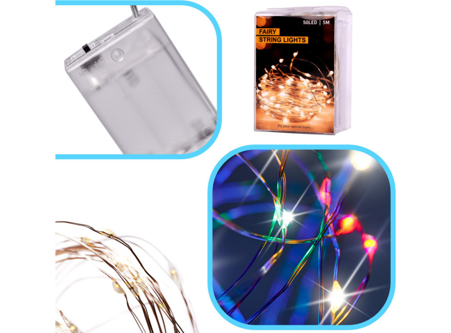 Dekorativní LED svítidla na drátku 5 m 50 LED - multicolour