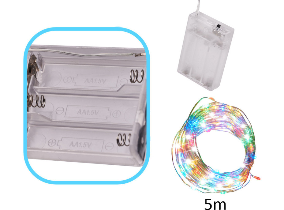Dekorativní LED svítidla na drátku 5 m 50 LED - multicolour
