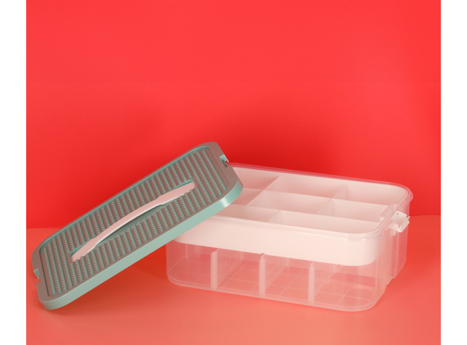 Box na hračky a drobnosti s přihrádkami a víkem