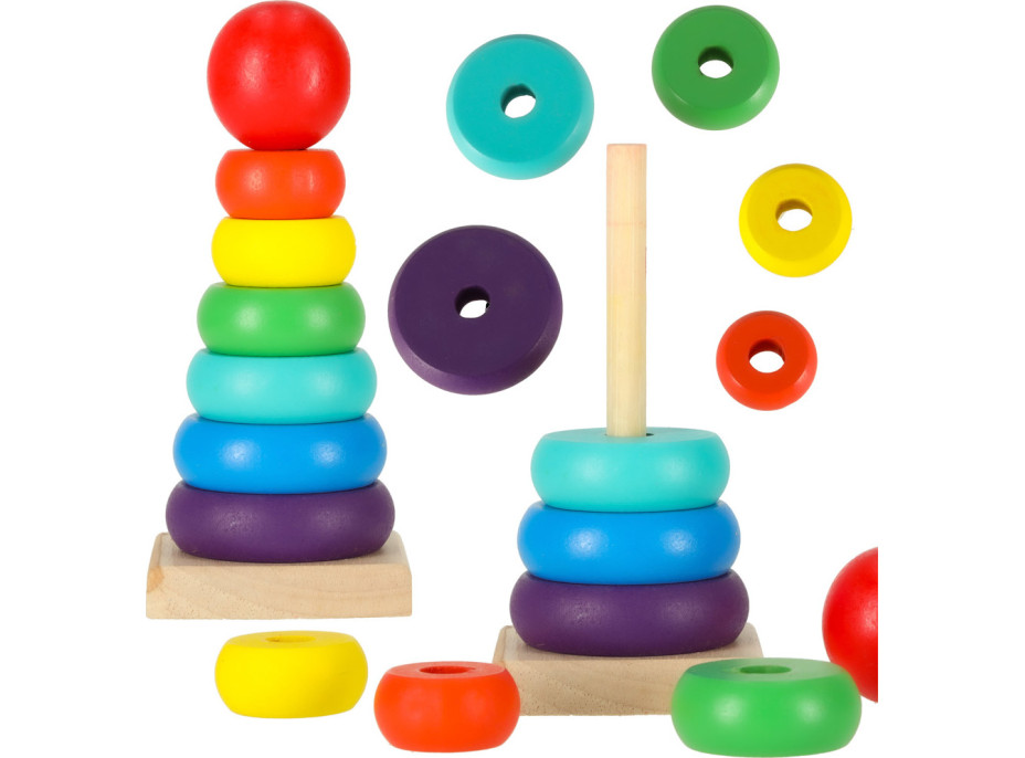 Dřevěná věž pyramida- Duha - 13 cm Dřevěná věž pyramida- Duha - 13 cm