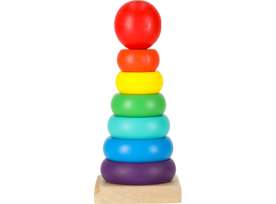 Dřevěná věž pyramida- Duha - 13 cm