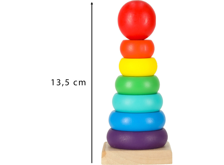 Dřevěná věž pyramida- Duha - 13 cm