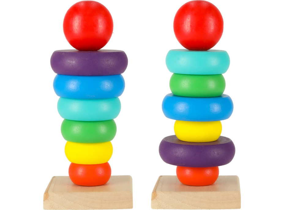 Dřevěná věž pyramida- Duha - 13 cm