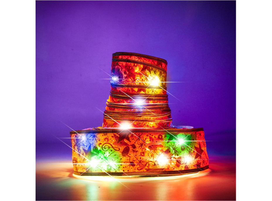 Svítící dekorativní LED stuha 100 LED na vánoční stromek - vícebarevná