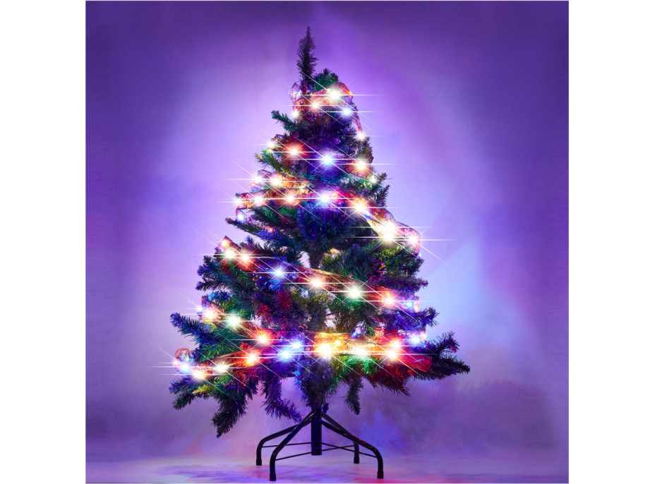 Svítící dekorativní LED stuha 100 LED na vánoční stromek - vícebarevná